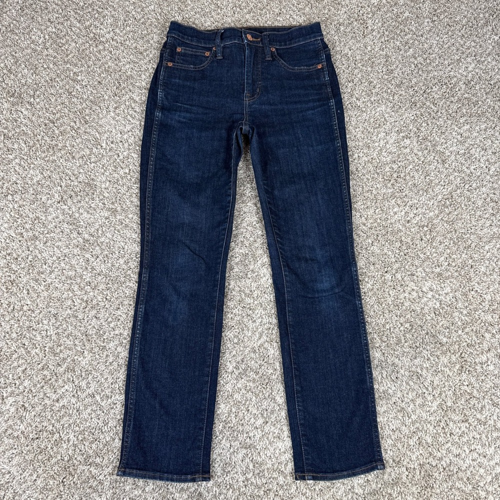 J Crew Jeans Womens 25 Blue Vintage Straight Dark Wash Stretch Denim High Rise